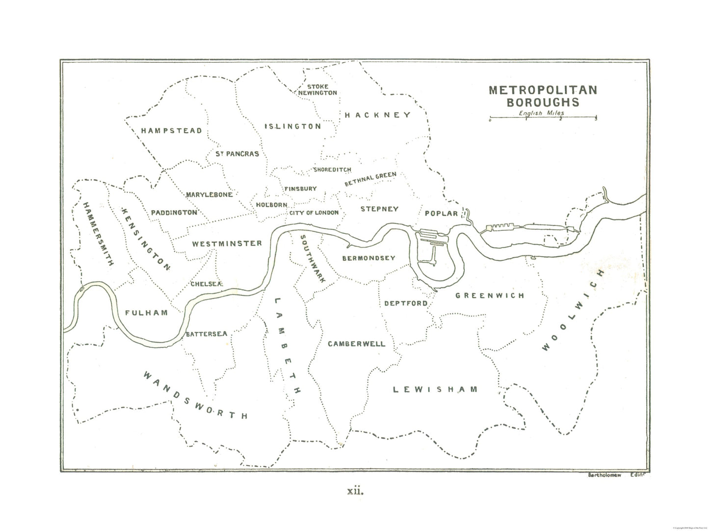 Historic Map - London Metropolitan Boroughs - Bartholomew 1921 - 30.74 x 23 - Vintage Wall Art