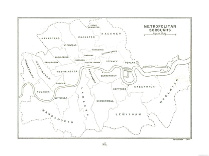 Historic Map - London Metropolitan Boroughs - Bartholomew 1921 - 30.74 x 23 - Vintage Wall Art