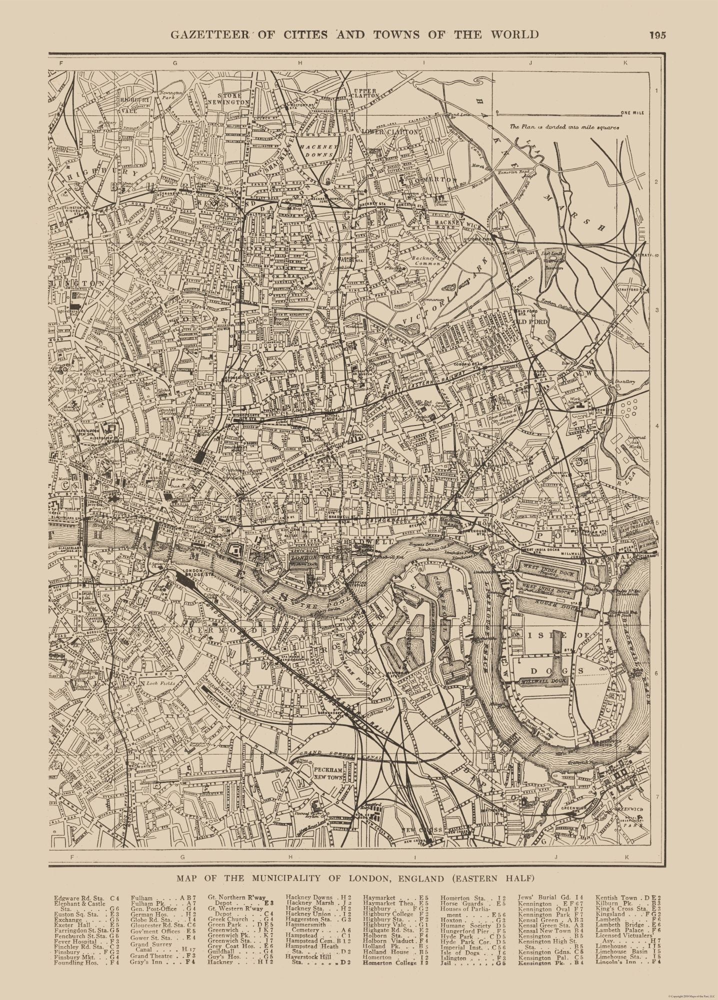 Historic Map - London Eastern - Reynold 1921 - 23 x 32.04 - Vintage Wall Art