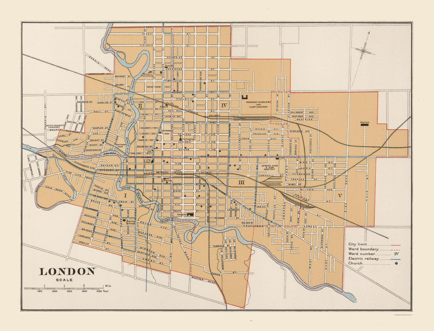 Historic Map - London Canada - Chalifour 1915 - 30.14 x 23 - Vintage Wall Art