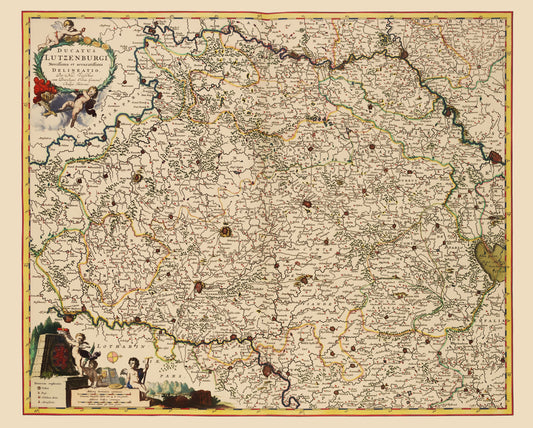 Historic Map - Luxembourg - Visscher 1680 - 23 x 28.64 - Vintage Wall Art