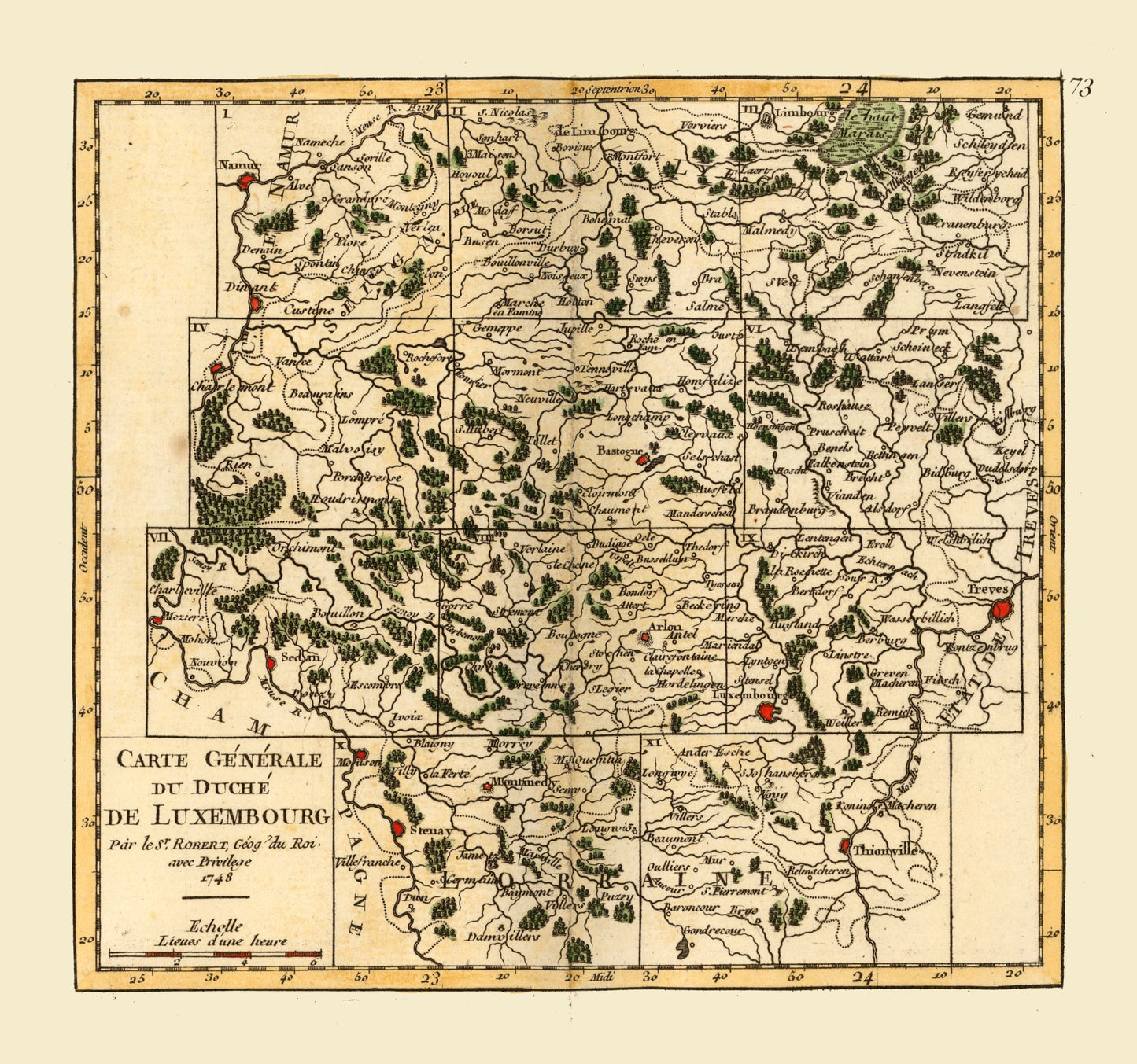 Historic Map - Luxembourg - Robert 1748 - 24.56 x 23 - Vintage Wall Art