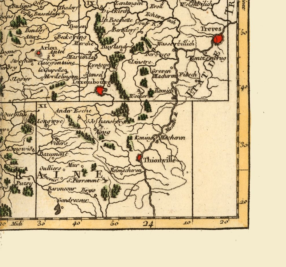 Historic Map - Luxembourg - Robert 1748 - 24.56 x 23 - Vintage Wall Art