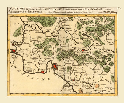 Historic Map - Sedan France Bouillon Belgium - Robert 1748 - 27.73 x 23 - Vintage Wall Art