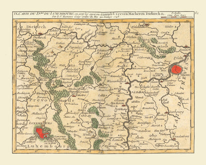 Historic Map - Luxembourg Central - Robert 1748 - 28.66 x 23 - Vintage Wall Art