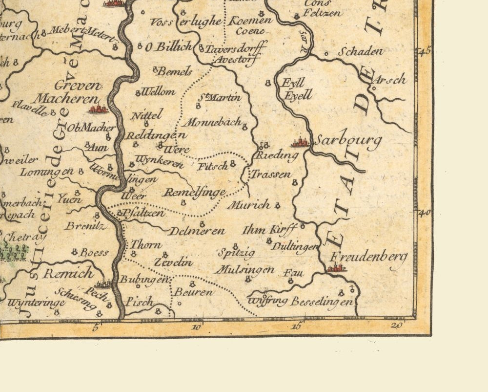 Historic Map - Luxembourg Central - Robert 1748 - 28.66 x 23 - Vintage Wall Art