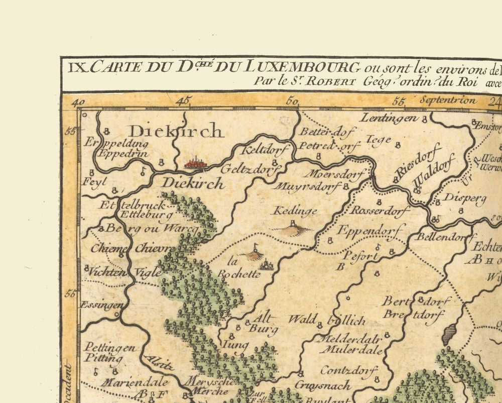 Historic Map - Luxembourg Central - Robert 1748 - 28.66 x 23 - Vintage Wall Art