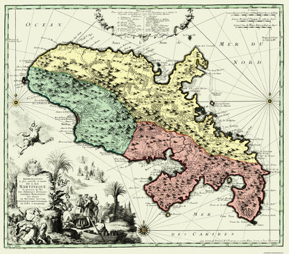 Historic Map - Martinique Winward Islands - Seutter 1735 - 26.25 x 23 - Vintage Wall Art