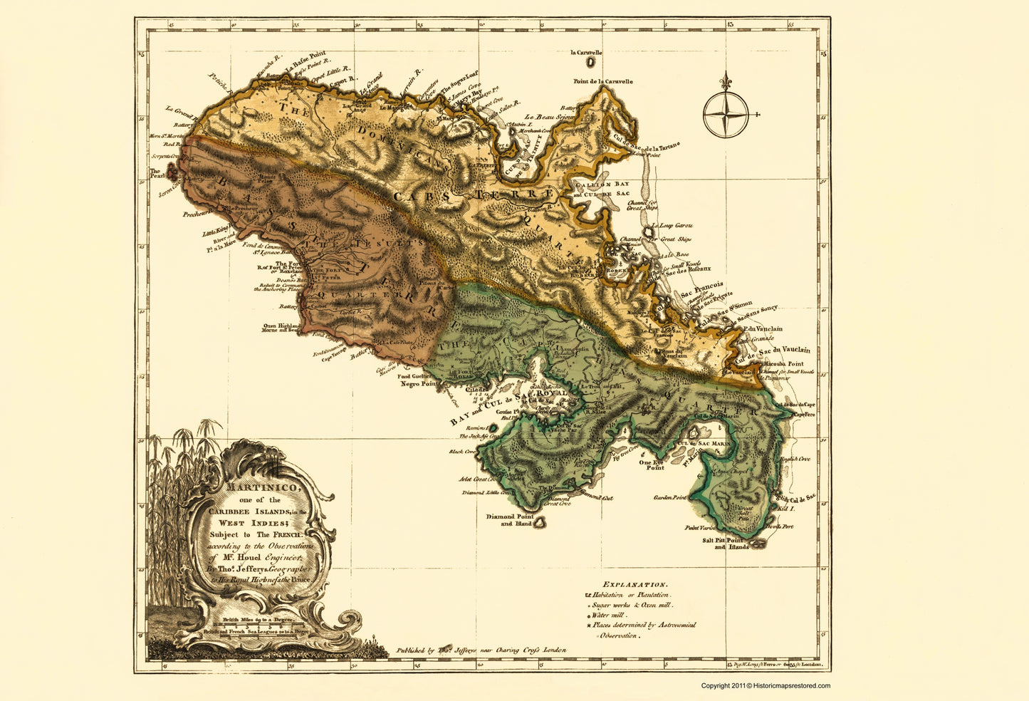 Historic Map - Martinique - Jefferys 1760 - 23 x 33.79 - Vintage Wall Art