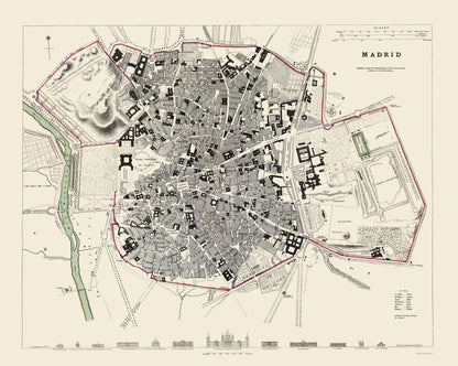 Historic Map - Madrid Spain - Baldwin 1831 - 23 x 28.80 - Vintage Wall Art