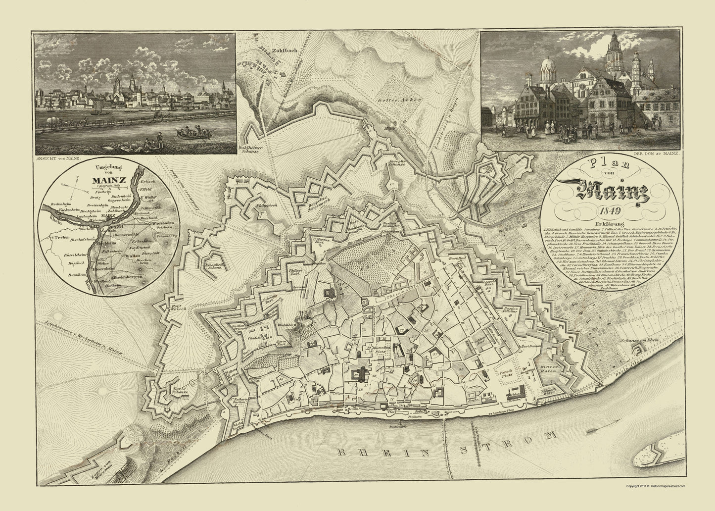 Historic Map - Mainz Germany - Hildburghausen 1849 - 23 x 32.21 - Vintage Wall Art