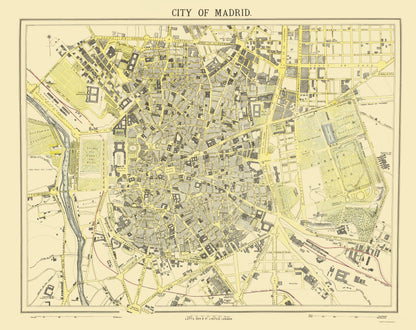 Historic Map - Madrid Spain - Letts 1883 - 23 x 29.03 - Vintage Wall Art