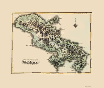 Historic Map - Martinique - Lucas 1823 - 23 x 27.24 - Vintage Wall Art