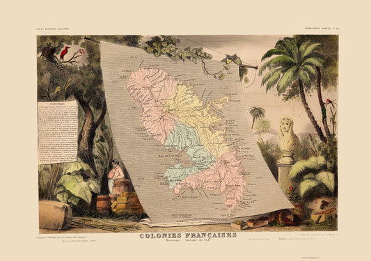 Historic Map - Martinique - Levasseur 1850 - 23 x 32.70 - Vintage Wall Art