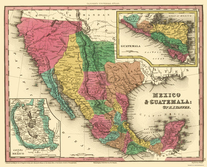 Historic Map - Mexico Guatemala - Tanner 1834 - 23 x 28.56 - Vintage Wall Art