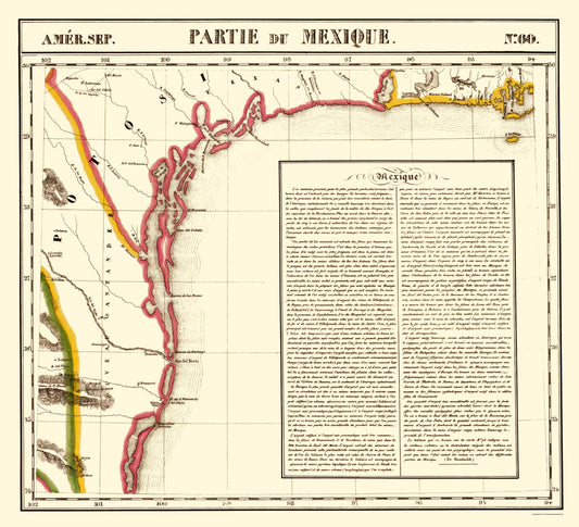 Historic Map - Mexico United States Gulf Coast - Vandermaelen 1827 - 23 x 25.28 - Vintage Wall Art