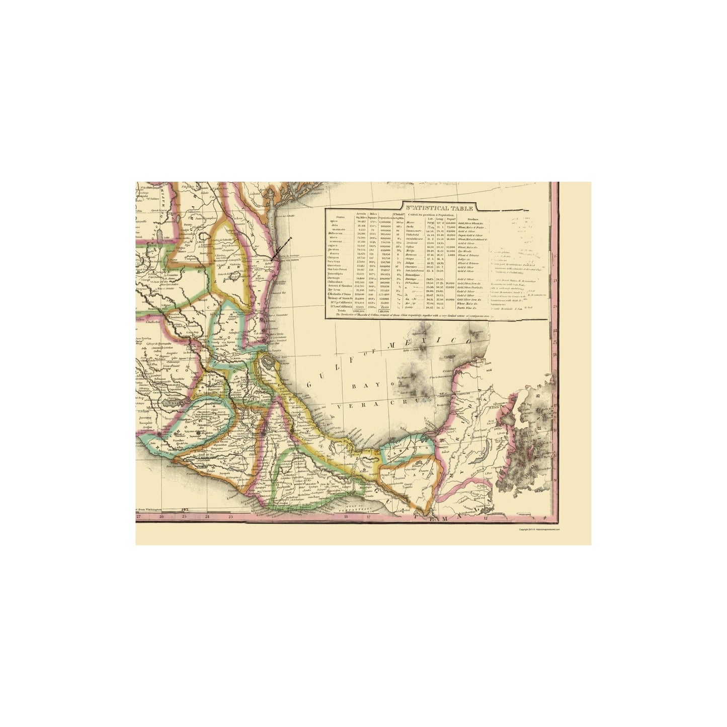 Historic Map - United States Mexico - Tanner 1826 - 23 x 28.84 - Vinta ...