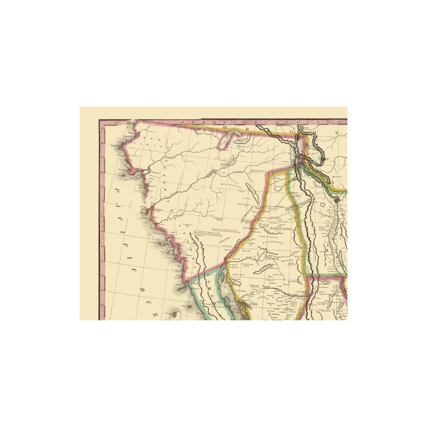 Historic Map - United States Mexico - Tanner 1826 - 23 x 28.84 - Vinta ...