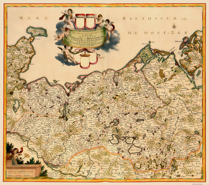 Historic Map - Mecklenburg Region Germany - De Wit 1688 - 23 x 25.97 - Vintage Wall Art