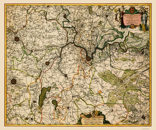 Historic Map - Mechelen Duchy Aarschot Belgium Netherlands - Visscher 1681 - 23 x 27 - Vintage Wall Art