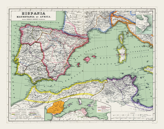 Historic Map - Western Mediterranean Region - Reimer 1903 - 23 x 29.08 - Vintage Wall Art