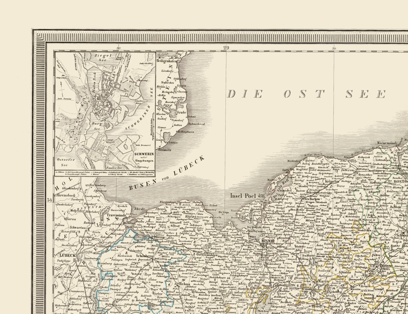 Historic Map - Mecklenburg Schwerin Strelitz Germany - Weiland 1856 - 23 x 29.89 - Vintage Wall Art
