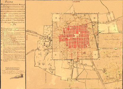 Historic Map - Mexico City Mexico - De Aguila 1794 - 23 x 31.85 - Vintage Wall Art