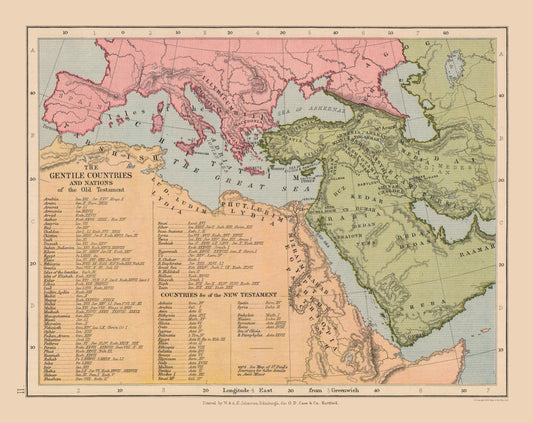 Historic Map - Gentile Countries Old Testament - Case 1878 - 28.97 x 23 - Vintage Wall Art