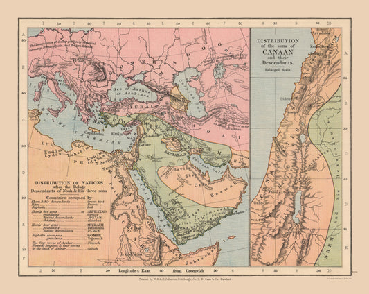 Historic Map - Population Deluge Middle East - Case 1878 - 28.91 x 23 - Vintage Wall Art