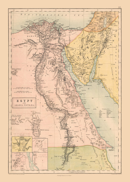 Historic Map - Egypt - Black 1867 - 23 x 32.13 - Vintage Wall Art