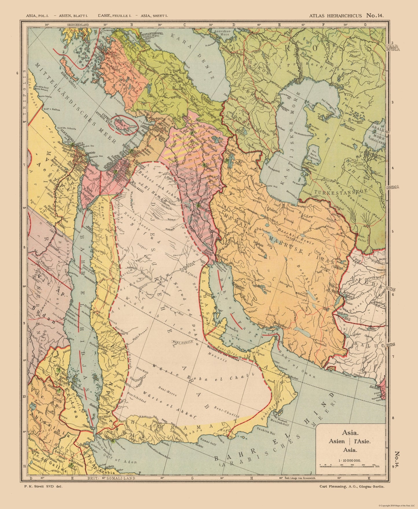 Historic Map - Middle East Asia- Streit 1913 - 23 x 27.99 - Vintage Wall Art