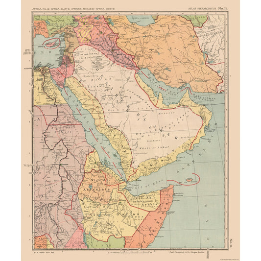 Historic Map - Middle East Africa - Streit 1913 - 23 x 27.41 - Vintage Wall Art