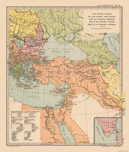 Historic Map - Middle East Orthodox Orientals - Streit 1913 - 23 x 27.18 - Vintage Wall Art