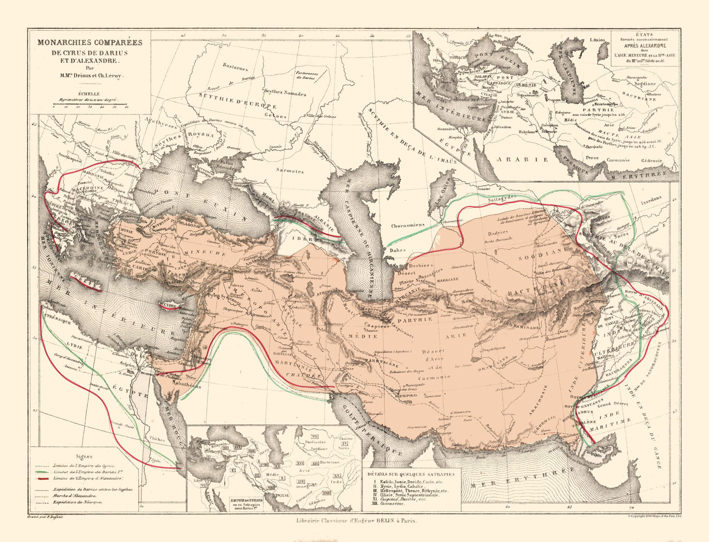 Historic Map - Middle East Dynasty Comparisons - Drioux 1882 - 30.10 x 23 - Vintage Wall Art
