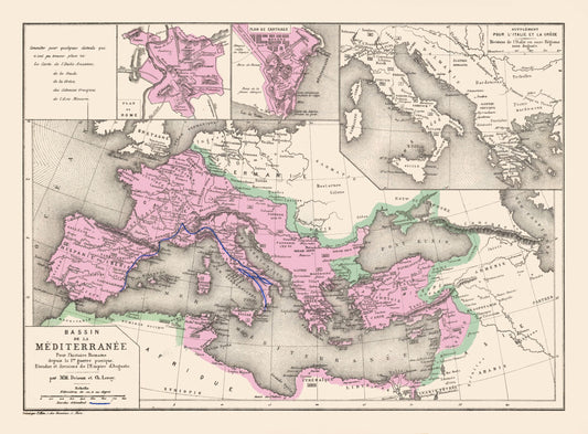 Historic Map - Mediterranean Basin - Drioux 1882 - 31.21 x 23 - Vintage Wall Art