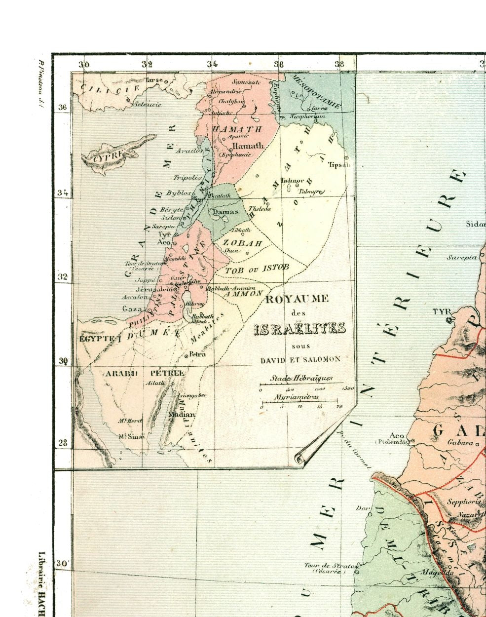 Historic Map - Kingdom of Israel - Cortambert 1880 - 23 x 29.18 - Vintage Wall Art