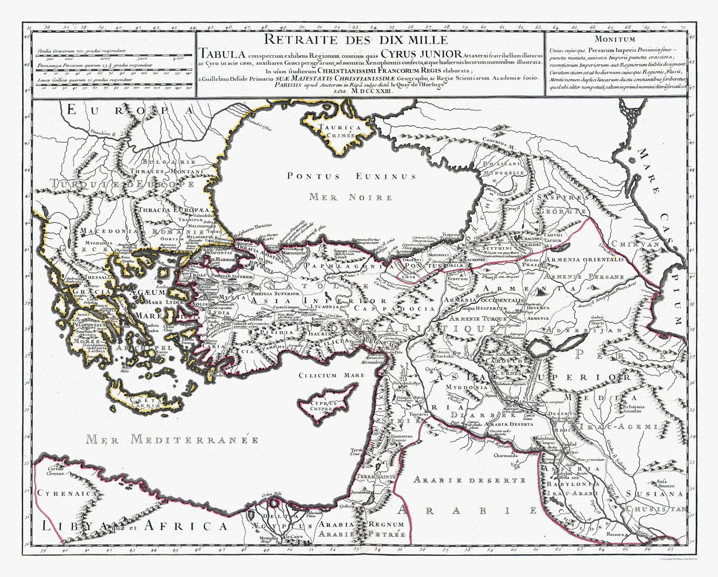 Historic Map - Middle East Turkey Greece Iraq - De L'isle 1731 - 28.60 x 23 - Vintage Wall Art