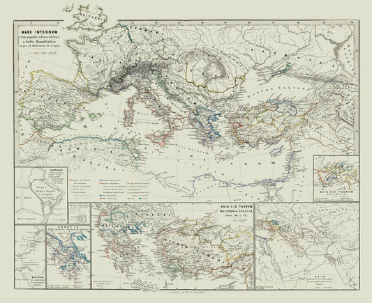 Historic Map - Asia Europe Mediterranean - Spruner 1865 - 28.20 x 23 - Vintage Wall Art