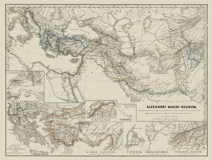 Historic Map - Middle East Alexander the Great - Spruner 1865 - 30.56 x 23 - Vintage Wall Art