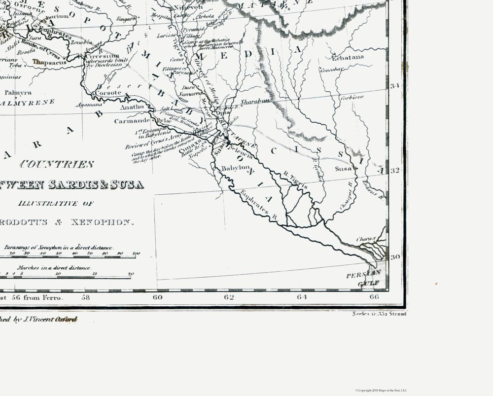 Historic Map - Middle East Countries Sardis Susa - Oxford 1828 - 28.63 x 23 - Vintage Wall Art