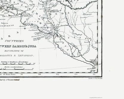 Historic Map - Middle East Countries Sardis Susa - Oxford 1828 - 28.63 x 23 - Vintage Wall Art