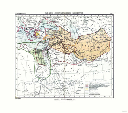 Historic Map - Kingdoms Ancient Middle East - Perthes 1896 - 25.87 x 23 - Vintage Wall Art