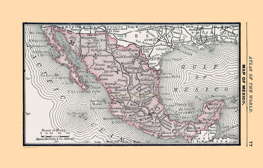 Historic Map - Mexico - Alden 1886 - 35.81 x 23 - Vintage Wall Art