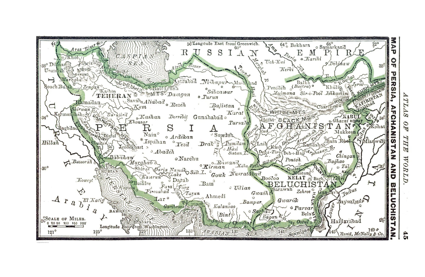 Historic Map - Persia Afghanistan Balochistan  - Alden 1886 - 35.24 x 23 - Vintage Wall Art