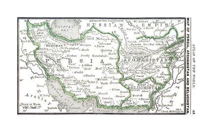 Historic Map - Persia Afghanistan Balochistan  - Alden 1886 - 35.24 x 23 - Vintage Wall Art