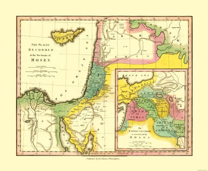 Historic Map - Middle East Moses Five Books - Wilkinson 1819 - 27.26 x 23 - Vintage Wall Art