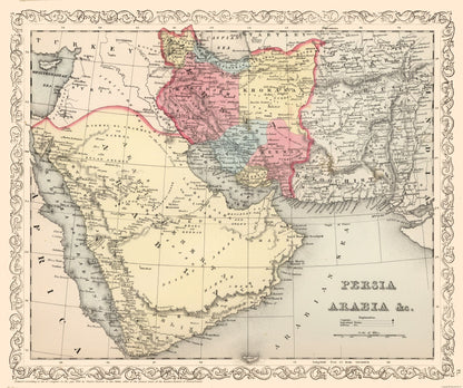 Historic Map - Persia Arabia - Mitchell 1857 - 27.52 x 23 - Vintage Wall Art