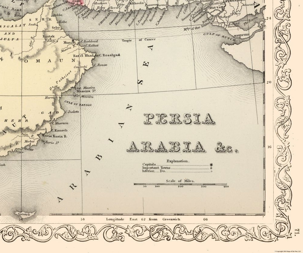 Historic Map - Persia Arabia - Mitchell 1857 - 27.52 x 23 - Vintage Wall Art