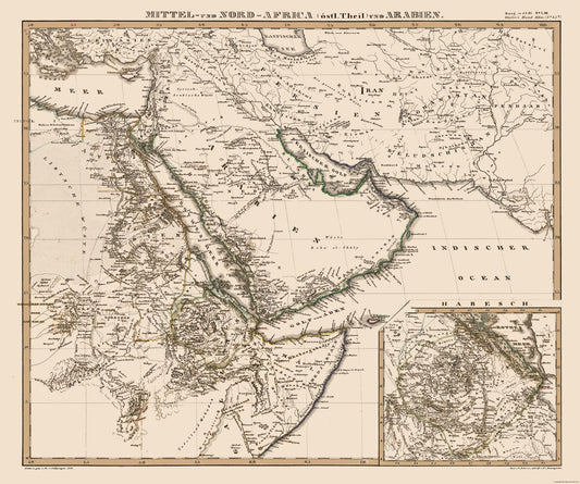 Historic Map - North Africa Arabia - Stieler 1848 - 27.53 x 23 - Vintage Wall Art