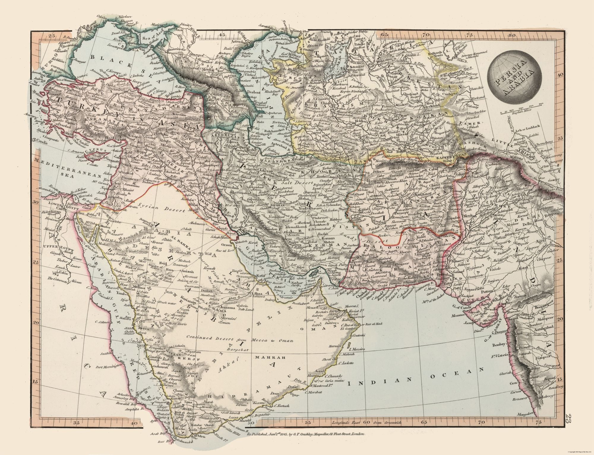 Historic Map - Persia Arabia - Arrowsmith 1825 - 30.02 x 23 - Vintage ...